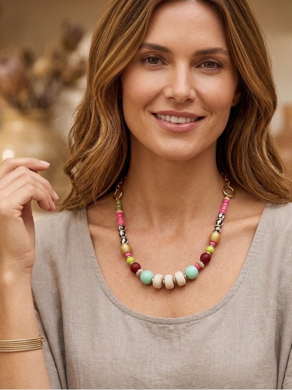 Plunder Design Boutique Piece — Hand-Finish Mosaic Artisanal Beadwork Necklace